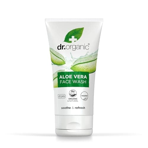 Image of Dr Organic Aloe Vera Face Wash, Soothing, Cleansing, All Skin Types, Natural, Vegan, Cruelty-Free, Paraben & SLS-Free, Recycled & Recyclable, Organic, 150ml, Packaging may vary