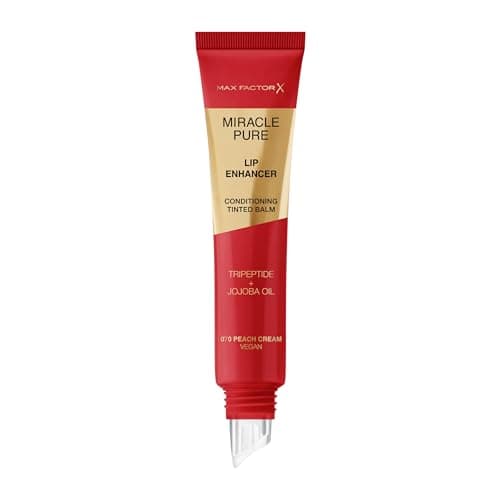 Image of Max Factor Miracle Pure Lip Enhancer, 070 Peach Cream, Conditioning Tinted Lip Balm, Glossy Colour Tint, With Jojoba Oil & Tripeptide, Vegan