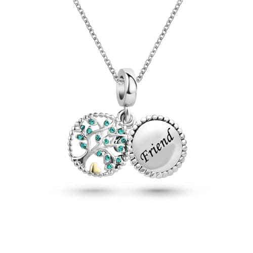 Image of KunBead Best Friend Friendship Sparkling Family Tree of Life 18 inch Birthday Charm Pendant Necklace for Women