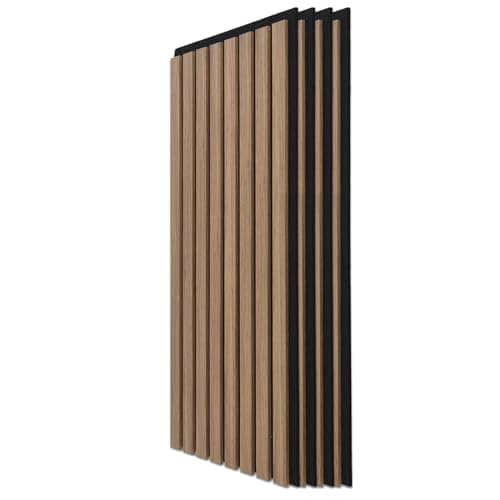 Image of Art3d 4-Pack Acoustic Wood Slat Wall Panels for Interior Decor, 3D Fluted Sound Absorbing Wood Paneling for Accent Wall Ceiling Kitchen Living Room Bedroom Office, 23.6 x 11.8 inch Dark Walnut