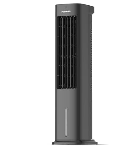 Image of PELONIS 5L Evaporative Air Cooler with Remote, 3-in-1 Portable Cooling Tower: Fan, Humidifier & Auto-Swing, 3-Speed Cooling, 7H Timer, 2 Ice Packs for Home & Office Use