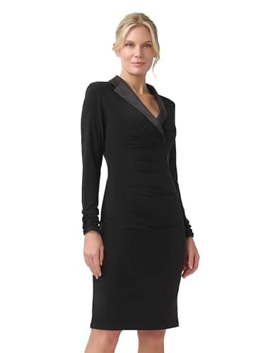 Image of Adrianna Papell Women's Jersey Tuxedo Dress, Black, 12
