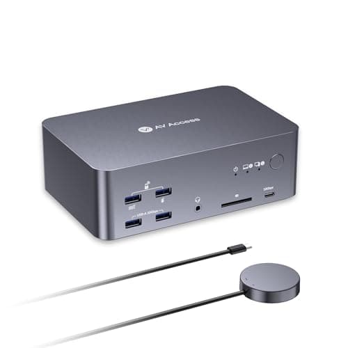Image of AV Access 8K KVM Switch 3 Monitors 2 Computers, Laptop + Desktop KVM Docking Station, 100W PD, GbE, 2xUSB 3.2 10Gbps USB C Hub, SD Reader & Remote Switcher for HP, Dell, Chromebook, PC, and More