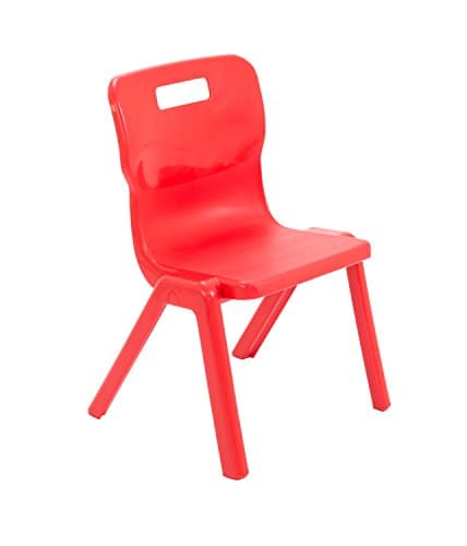 Image of Titan One Piece Classroom Chair, Plastic, Red, Size 3 for Ages 5-7 Years