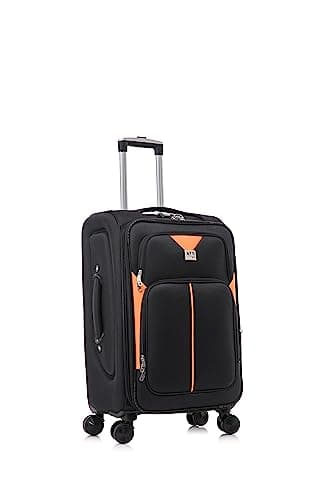 Image of ATX Luggage 24" Medium Suitcase Expandable Durable Lightweight Suitcase with 4 Dual Spinner Wheels and Built-in 3 Digit Combination Lock (Black/Orange, 73 Liter)