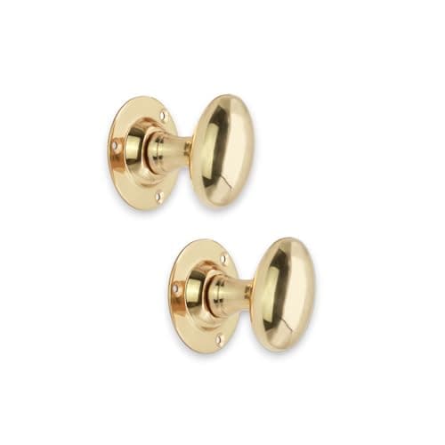 Image of Infinity Decor Oval Mortice Door Knobs in Solid Brass- Victorian Period Style Door Pull Handles (Polished Brass)