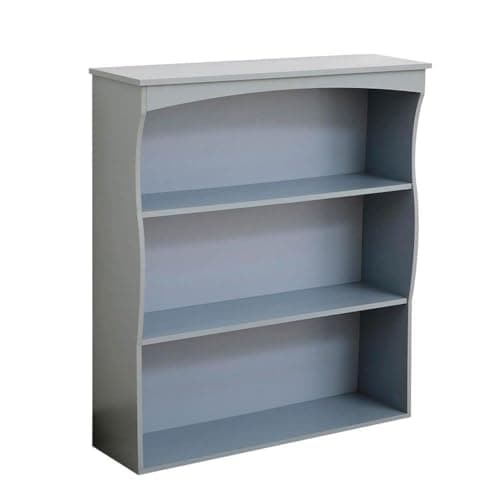 Image of Home Source Wall Mounted Shelving Unit, Floating 3 Shelves Storage Wall Cabinet, Kid’s Bedroom Kitchen Unit, Grey