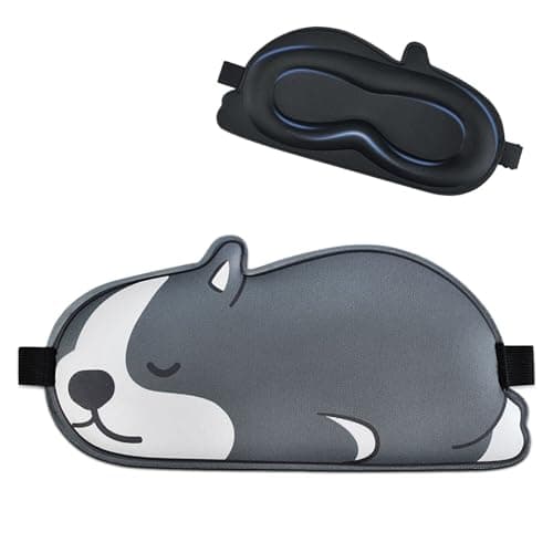 Image of FUNAUPGO Cute Puppy Sleep Mask Eye Mask Funny Animal 3D Contoured Sleeping Mask Soft Breathable Blindfold Travel Eye Cover Eyeshade for Kids Adults Girls Boys Women Men (Dog, Grey)