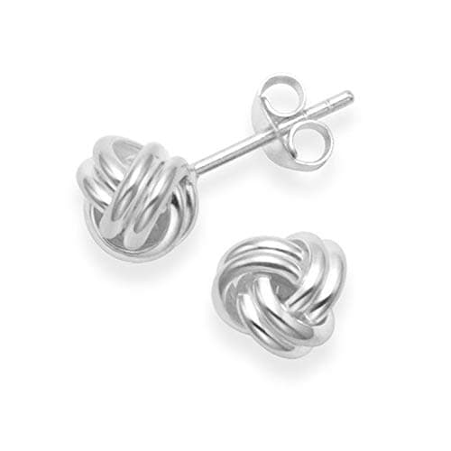 Image of Sterling Silver Wool Knot Earrings - SIZE: 6mm. Gift Boxed silver wool Knot Stud Earrings. 5198