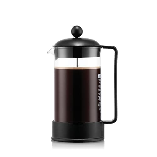 Image of Bodum French Press Brazil - 1L / 8 Cup Coffee Maker - Durable Glass & Stainless Steel Filter - BPA-Free Dishwasher Safe - Classic Cafetiere - Made in Portugal