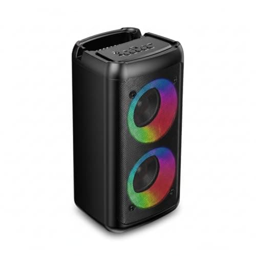 Image of BSL-S21 Bluetooth Speaker with Illuminated Speakers | 2 x 4 Inch Speakers | 20 W | Free Microphone | 2400 mAh Battery | MP3 Player via USB | USB-C Charging