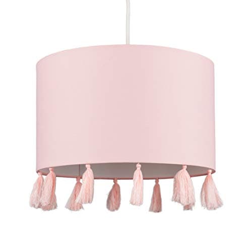 Image of MiniSun | Modern Pink Drum Tassel Ceiling Light Shade | Pendant Lights, Home Décor & Improvement Essential | 30cm Shade Width