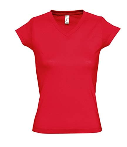 Image of SOL'S Womens Moon V Neck T-Shirt - Red - XL