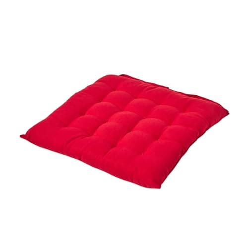 Image of HOMESCAPES - Seat Pad - Red - 40 x 40 cm - Indoor - Garden - Dining - Chair Cushion with a Button Tie Handle to fix to Chair - 100% Cotton - Well Filled - Easy Care - Washable At Home