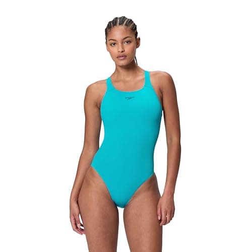 Image of Speedo Womens Endurance+ Medalist Swimsuit Swimming Costume Mayan Blue Size Size 40" Approx UK 16