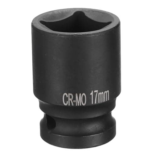 Image of Sourcing Map 4 Point 1/2" Drive 17mm Square Impact Socket - CR-MO Blackening Standard Wheel for Auto Repair Mechanical Maintenance Home Use