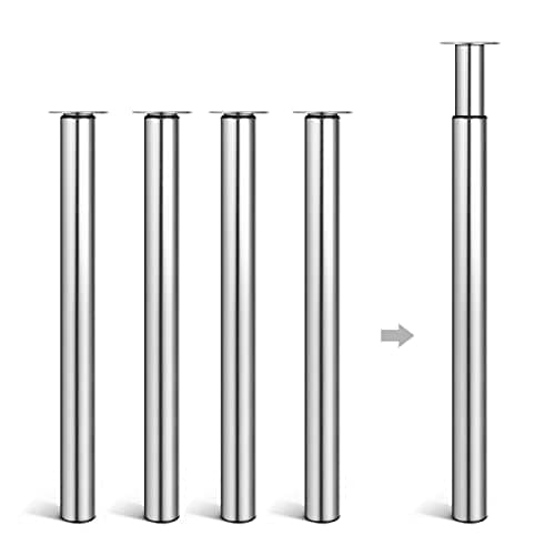 Image of Dhouse 4-Pack Adjustable Metal Folding Desk Legs 710-1100mm for Furniture, Coffee Table, Dining Table - 60mm Diameter (Chrome Plated)
