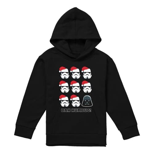 Image of Cotton Soul Disney Star Wars Stormtroopers And Darth Vader Bah Humbug Christmas Youth Kids Boy/Girls Pull-Over Hoodie, Black, 9-11 Years