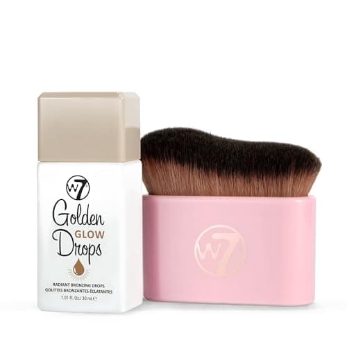 Image of W7 Golden Glow Drops & Brush Duo - 2 Piece Set - Liquid Bronzing Drops & Face & Body Applicator Brush