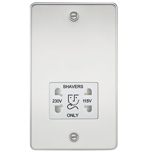 Image of Knightsbridge FPAV8900PCW 115/230 V Flat Plate Dual Voltage Shaver Socket with White Insert - Polished Chrome