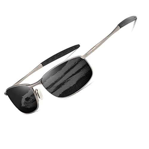 Image of kimorn Polarized Sunglasses For Men Retor Rectangle Frame Classic Sun Glasses K0535 (Gray&Black)