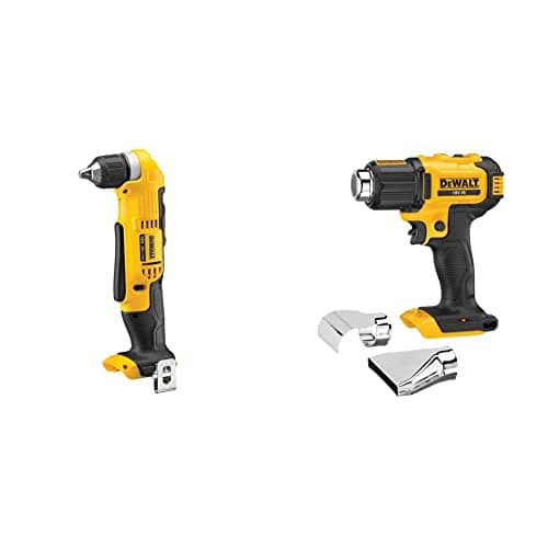 Image of DeWalt DCD740N-XJ 18V XR Lithium-Ion Body Only Cordless 2-Speed Angle Drill, Yellow/Black, 4.57 cm*12.52 cm*2.99 cm & DCE530N-XJ Cordless hot air Gun, 18V (Base), Black/Yellow