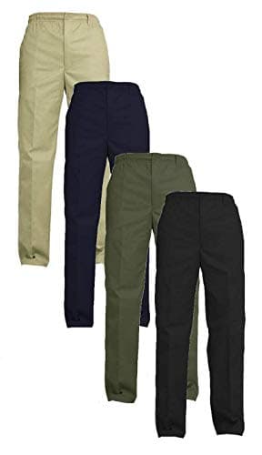 Image of Gillicci Mens Elasticated Adjustable Waist Casual Smart Work Plain Rugby Trousers Pants (34" Waist 29" Leg, Black)