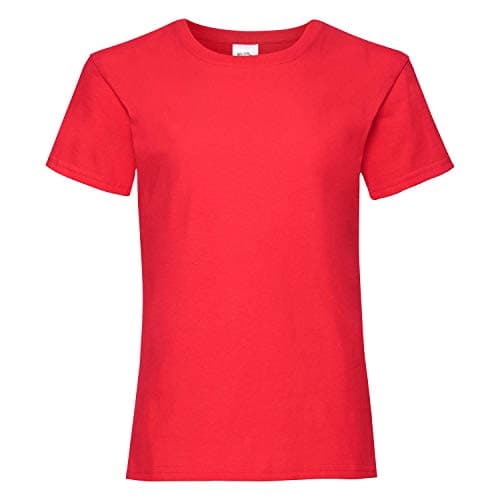 Image of Fruit of the Loom Girl's Valueweight T Shirt, Red (Red 40), 12-13 Years UK