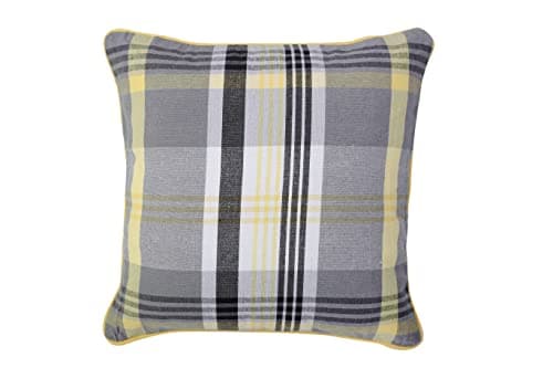 Image of LIZZIE JACOBS New Tartan Check Pattern Luxury Cushion Covers 100% Cotton Super Soft Comfortable Material Regular 18 inch or Large 24 inch Cushion Covers (43 x 43 cm, Yellow)