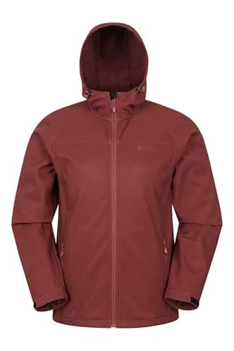 Image of Mountain Warehouse Exodus Mens Softshell Jacket - Breathable & Water Resistant Rain Coat with Adjustable Fit & Side Pockets - For Spring Summer, Walking, Hiking & Travel Dark Red M