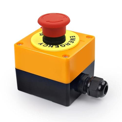Image of 22mm AC 660V 10A 2NC Red Emergency Mushroom Switch Station Box Stop Push Button Switch Box with Emergency Stop Sign