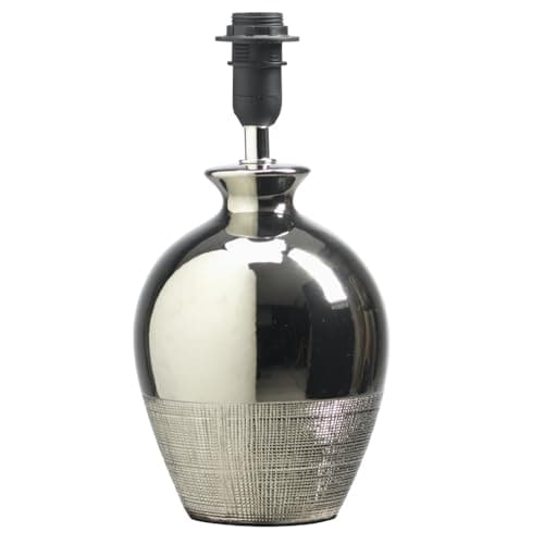 Image of Britalia Chrome Metallic Ceramic Table Lamp Base - 26cm Height - 1 x SES E14 Small Edison Screw Lamp Required (Not Included). Suitable for Standard LED Lamps - Smart Lamps