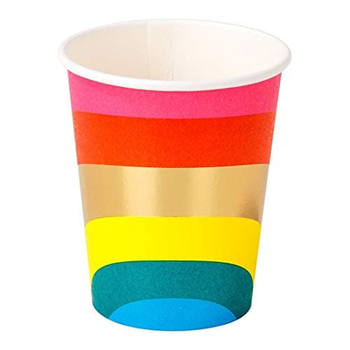 Image of Talking Tables Pack of 8 Rainbow Paper Party Cups Birthday Partyware for Kids or Adults | Recyclable & Disposable Tableware | Volume: 250ml (9oz), Rbcups