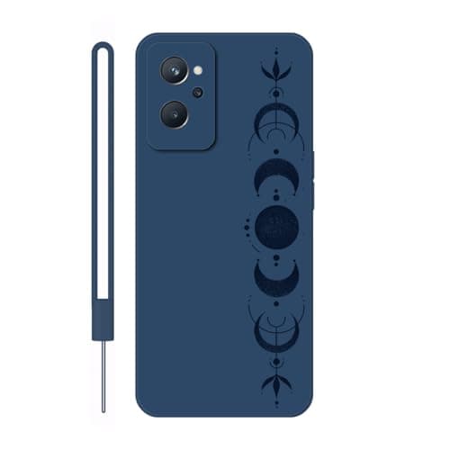Image of Sunrive Case compatible with realme 9i, Ultra Slim matte Soft Premium TPU Back Rubber Bumper Protector Patterns Cover(blue)+1 x Phone Lanyard