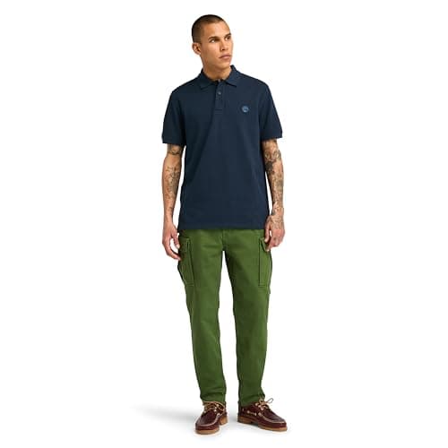 Image of Timberland Men's Millers River Pique Polo Shirt Undershirt, Dark Sapphire, XXL