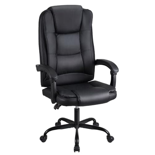 Image of T-THREE.High-back ergonomic office swivel chair, executive seat with tilt function, PU leather gaming chair, supports up to 150kg(Black)