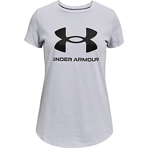 Image of Under Armour Kids Sportstyle Graphic T Shirt Short Sleeve Mod Gray Light Heather 7-8 Years