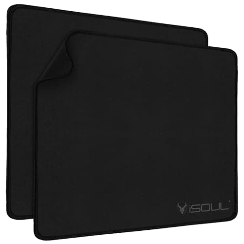 Image of iSOUL Mouse Pad, Mice Pad with Non-Slip Rubber Base, 2 Pack Mouse Mats for Computers Durable Stitched Edges, [28mm x 22m] Neoprene Smooth Surface for Laser and Optical Mouse Mat, Black