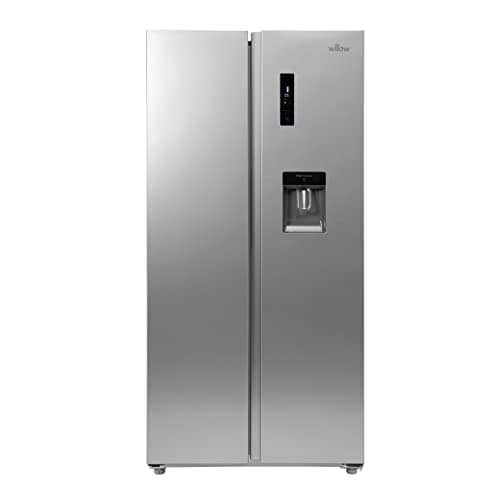 Image of Willow WSBS84DS 433L Total No Frost American Style Fridge Freezer with Adjustable Thermostat, Water Dispenser, Mark-Proof Finish, 2 Year Warranty - Silver