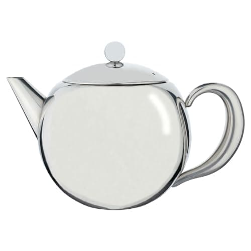 Image of Café Ole RT-050X Rondeo Stainless Steel Tea Pot Easy Pour Teapot with Infuser Basket 50oz 1500ml