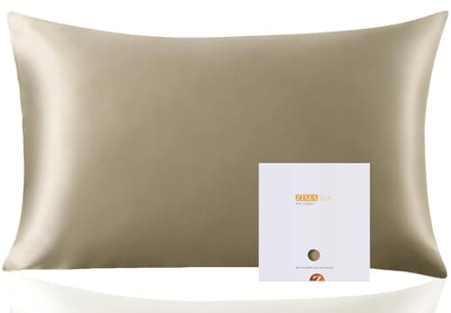 Image of ZIMASILK 100% Mulberry Silk Pillowcase for Hair and Skin Health, Both Sides 19Momme Premium Grade 6A Silk, Soft & Smooth, 600 Thread Count, with Hidden Zipper, 1pc (Standard 50x75 cm, Taupe)