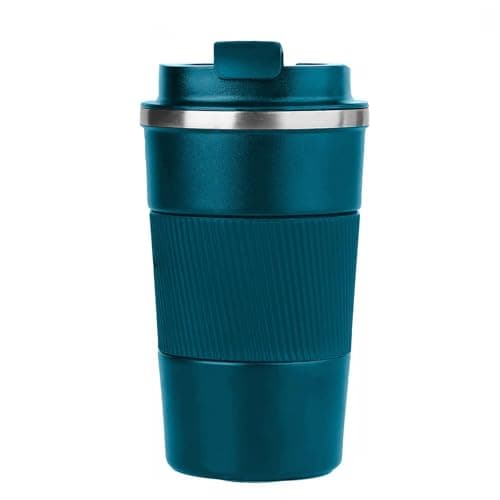 Image of KANGSIT Travel Mugs, Insulated Coffee Cup with Leakproof Lid - Travel Mug Vacuum Stainless Steel Double Walled Mug for Hot and Cold Coffee Water and Tea - 380ml (Blue)