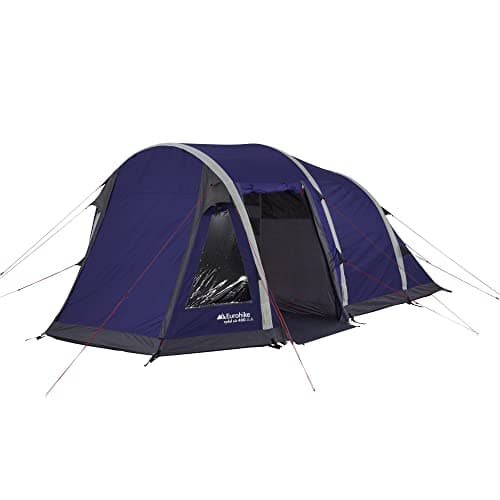 Image of Eurohike Rydal 400 Air Tent for 4 People with Porch and Living Area, 4 Man, Inflatable, Easy to Pitch, Tunnel, Sewn In Groundsheet, Family Camping, Festivals, Weekend Trips, 2000mm HH, Blue