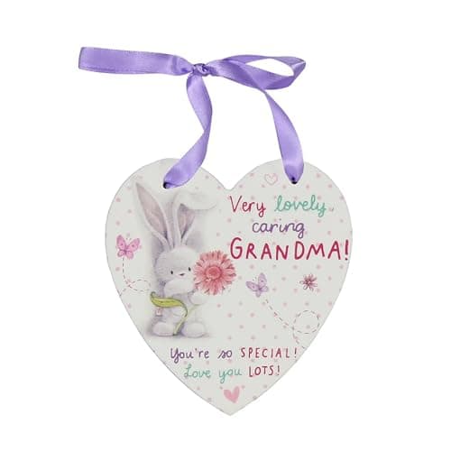 Image of Grandma Decorative Heart, Bunny and Flowers Hanging Wall Plaque