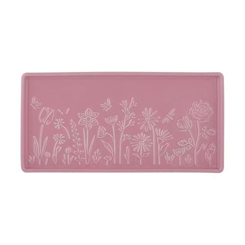 Image of Mason Cash in The Meadow Rectangular Platter 30cm Stoneware Serving Plate, Embossed Floral Design – Ideal for Cakes, Meats, Bread, and Party Nibbles – Microwave & Dishwasher Safe
