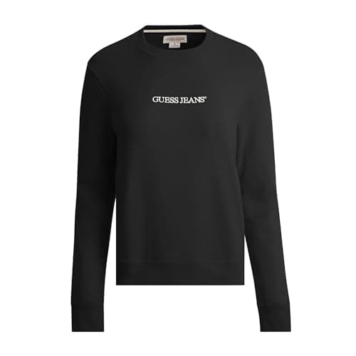 Image of GUESS JEANS Embroidered Logo Sweatshirt A crewneck sweatshirt with embroidered logo in a classic fit. Item made of organic cotton blend. Crew neck sweatshirt in fleece knit. Crew neck. Long sleeve