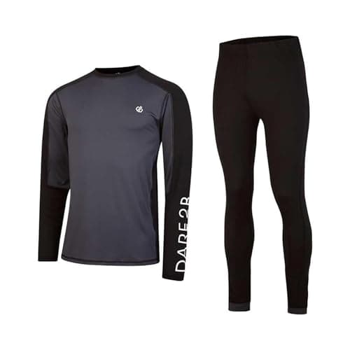 Image of Dare 2b Mens Exchange Baselayer Leggings with Advanced Q-WIC+ Technology, Perfect for Wintersports & Outdoors Black Grey