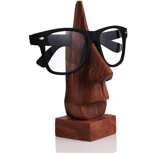 Image of Handmade Nose Shaped Wooden Spectacle Holder Eye wear Retainer Holder Home Desk Decor 6 Inch Display Stand