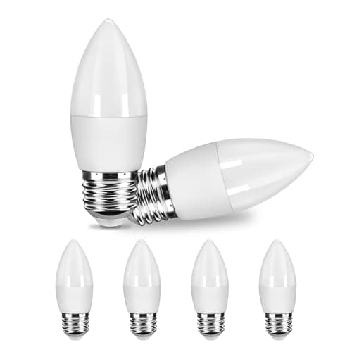 Image of Ddlisu Edison E27 LED Screw Bulb, Large Screw 5W Energy Saving E27 Candle Light Bulbs, ES C37 Chandelier Light Bulbs, 450LM Warm White 2700K Lamps, Non-dimmable, Pack of 6