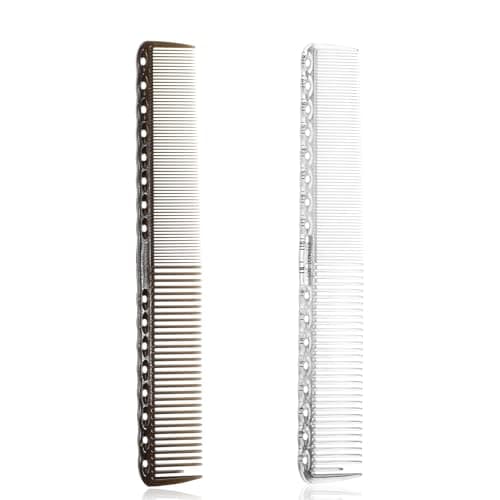 Image of 2 PCS Carbon Cutting Combs, Carbon Fiber Cutting Comb Anti Static Professional Heat Resistant Coarse Fine 2 Teeth Barber Comb Salon Hairdressing Combs Hair Care Tools for Man and Woman